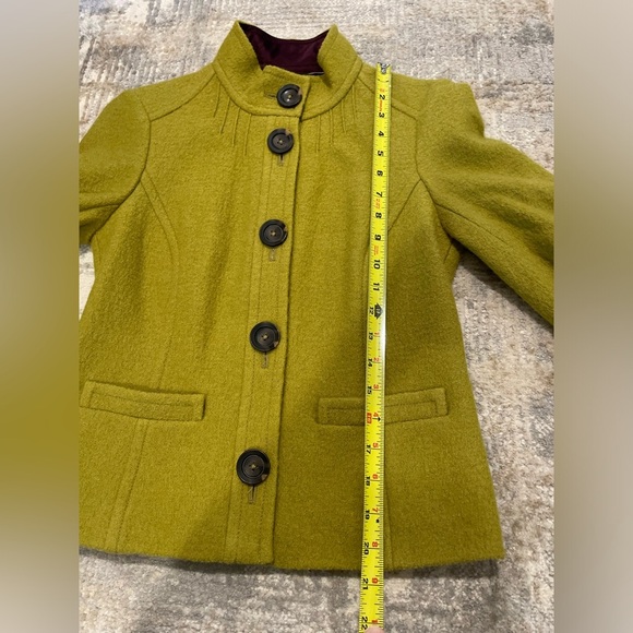 Boden 100% Wool 5 Button Lined Chartreuse Green Jacket Women’s Size 2 EUC - Picture 8 of 11